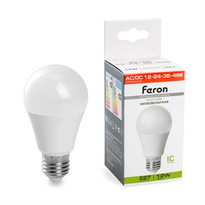 Feron Лампа светодиодная низковольтная, (12W) 12-48V E27 4000K A60, LB-193 48729