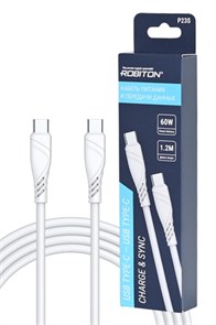 ROBITON Кабель USB P23S USB TYPE-C - USB TYPE-C, Charge&Sync, 60Вт, 1.2м белый BL1 19695