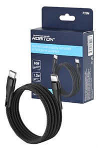 ROBITON Кабель USB P25M USB TYPE-C - USB TYPE-C, Charge&Sync, 60Вт, 1.2м, магнитный, черный BL1 19701-1