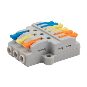 REXANT Клемма СМК 3х2 проходная разветвительная 3 полюса, с монтажной площадкой (1 ввод, 2 вывода на полюс) 07-5233-05