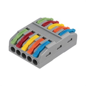 REXANT Клемма СМК 222-425 проходная 5 полюсов (0,08-4мм²), серая 07-5245