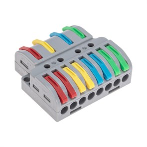 REXANT Клемма СМК 4х2 проходная разветвительная 4 полюса, с монтажной площадкой (1 ввод, 2 вывода на полюс) 07-5247