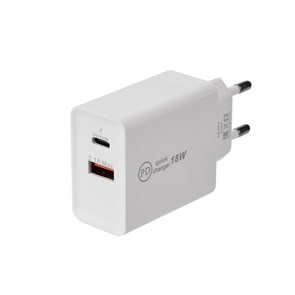 REXANT Сетевое зарядное устройство для iPhone/iPad  Type-C + USB 3.0 с Quick charge, белое 16-0278