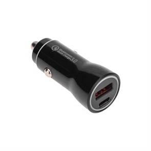 REXANT Автозарядка в прикуриватель АЗУ USB-A (QC 3.0)+USB-C (PD), 38Вт черная 18-1200