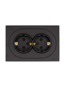 Lezard OSEN Розетка двойная с/з ПБТ чёрный бархат 743-4200-127B