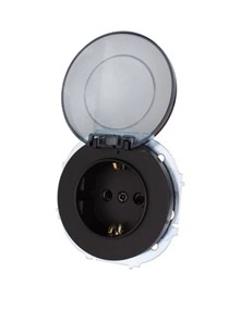 Lezard OSEN Розетка с/з с крышкой ПБТ чёрный бархат IP44 743-4288-123BIPCH