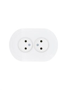 Lezard OSEN Розетка двойная б/з ПБТ белая круглая 744-0200-128B