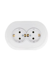 Lezard OSEN Розетка двойная с/з ПБТ белый круглая 744-0200-127B