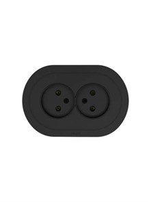 Lezard OSEN Розетка двойная б/з ПБТ чёрный бархат круглая 744-4200-128B