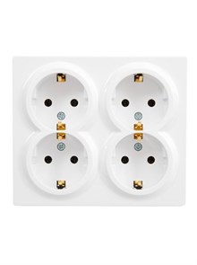 Lezard LETO Розетка четверная с/з закрытый корпус ПБТ белый 752-0200-127BDP