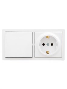 Lezard LETO Выключатель и розетка с/з, белый горизонталь 752 0200-170BAP