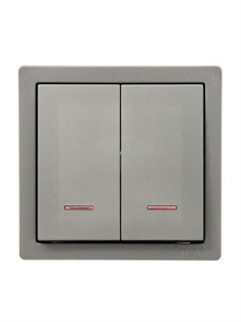 Lezard LETO Выключатель двойной с подсветкой платина 752-3500-112