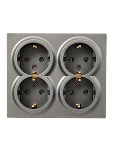 Lezard LETO Розетка четверная с/з закрытый корпус ПБТ платина 752-3500-127BDP