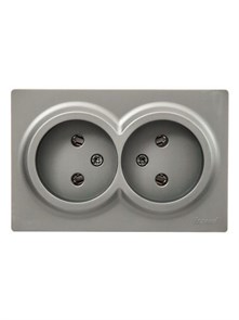 Lezard LETO Розетка двойная б/з закрытый корпус ПБТ платина 752-3500-128B