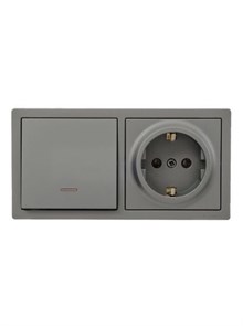 Lezard LETO Выключатель с подсветкой и розетка с/з, платина  горизонталь 752-3500-170BIP