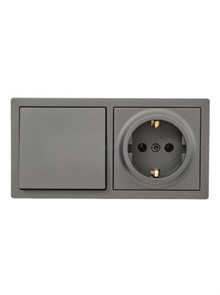 Lezard LETO Выключатель проходной и розетка с/з, платина горизонталь 752-3500-170BVP