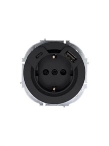 Lezard OSEN Розетка с/з TC + USB разъем чёрный бархат 743-4288-181TC