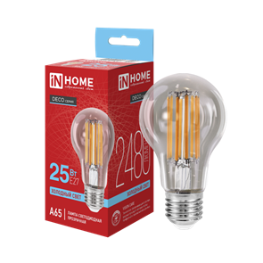 IN HOME Лампа светодиодная LED-A65-deco 25Вт 230В Е27 6500К 2480Лм прозрачная 4690612063195