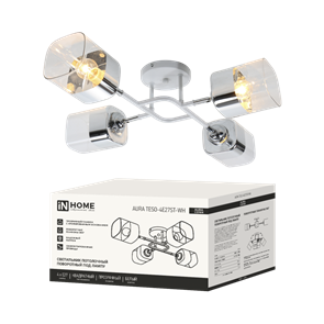 IN HOME Люстра поворотная под лампу AURA TESO-4E27ST-WH 4хЕ27 прозрачные плафоны, белый корпус 4Р0007 4690612063577