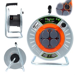 ByLion Катушка для удлинителя D 300мм Металл на 4 розетки с крышками индик термодатчик Turkey MMP-1000-F