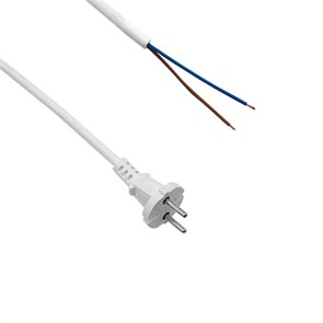 Шнур сетевой с вилкой Универсал-2 ПВС 2*1,5 Белый 1,5м без з/к SP-05523