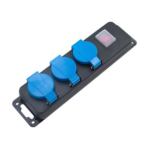 Каучук колодка 3 местная с Выключателем IP54 с крышками 3500W/16A/250V PRO CLASS SP-21