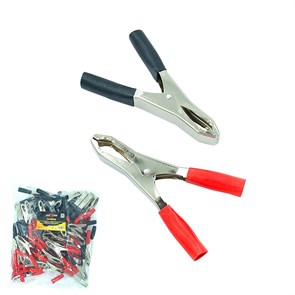 Зажим Крокодил 50А  L:100 мм красный/черный 308-121