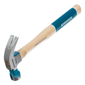 GROSS Молоток-гвоздодер,450 г, угол 45, магнит, обрезиненная рукоятка AMERICAN HICKORY 10415