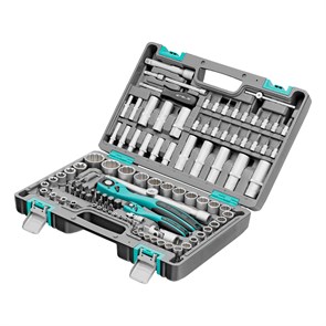 Stels Набор инструментов 1/2", 1/4", CrV, 12 гранные головки, пластиковый кейс, 109 предмета 14122