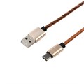 REXANT Кабель USB-Type-C 2A leather коричневый 1 м 18-1897 - фото 44851