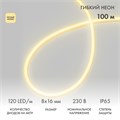 NEON-NIGHT Гибкий неон 8х16мм односторонний 120 LED/м ТЕПЛЫЙ БЕЛЫЙ 230В бухта 100м (с комплектом подключения) 131-046
